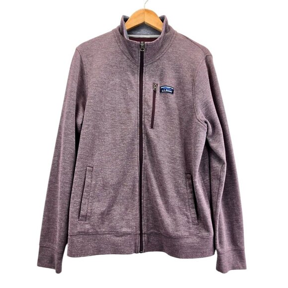 LL Bean Sweatshirt Jacket Full-Zip Plum Weave M Cotton Polyester Traditional Fit - Picture 3 of 14